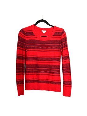MERONA- WOMENS RED/NAVY CREW NECK LONG SLEEVE SWEATER SIZE SMALL